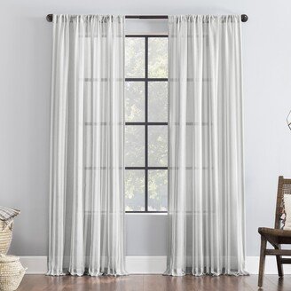 Leno Weave Stripe Anti-Dust Sheer Curtain Panel, Single Panel