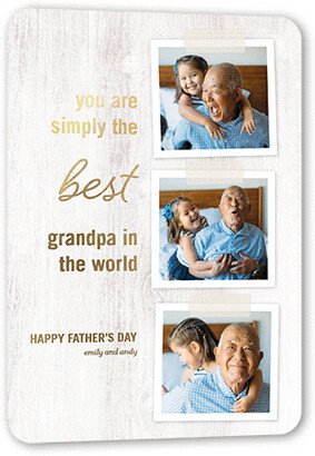 Father's Day Cards: Best Grandpa Snapshots Father's Day, Beige, Gold Foil, 5X7, Matte, Personalized Foil Cardstock, Rounded