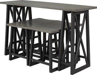 IGEMAN Rustic Counter Height 5-Piece Dining Set; Wood Console Table - 60