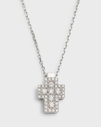18K White Gold Firenze II Cross All Diamond Pendant Necklace