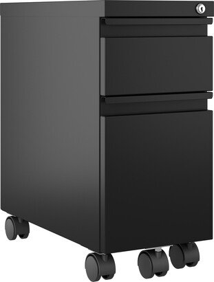 Hirsh Industries Hirsh 20-inch Deep Mobile Zip Pedestal 2-Drawer Box/File with Full Width Pull, Black