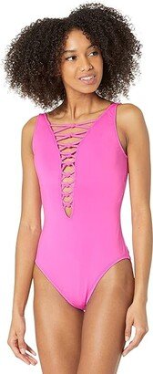 Isle Lattice One-Piece (Plumeria Pink) Women's Swimsuits One Piece