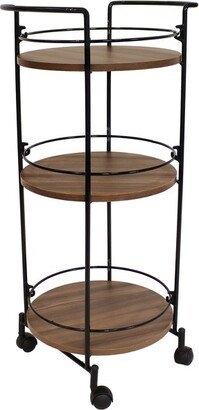 Sunnydaze Decor Sunnydaze Round Metal 3-Tier Bar Cart - Indoor Furniture with Wheels - Brown - 34.5” H