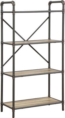 ACME Itzel 4-Shelves Bookshelf in Antique Oak and Sandy Gray