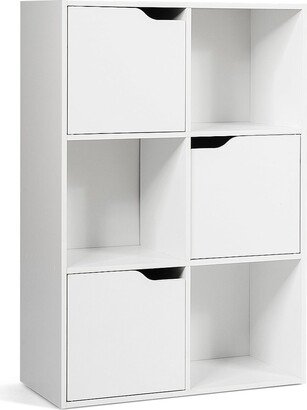 6 Cube Bookcase Cabinet Wood Bookcase Storage Shelves Room