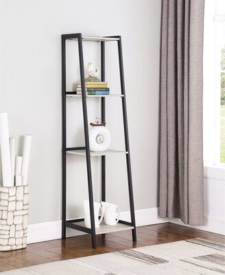 Furniture Pinckard Grey Stone and Black 4-shelf Ladder Bookcase