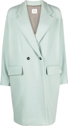 Double-Breasted Buttoned Wool Coat-AA