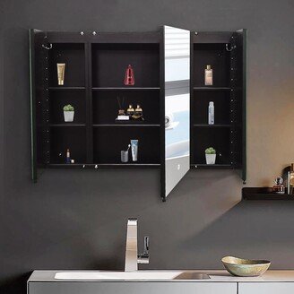 Calnod 36x26 inch Black LED Mirror Medicine Cabinet Surface, Defogger, Anti-Fog, Dimmable Lights Brightness Memory