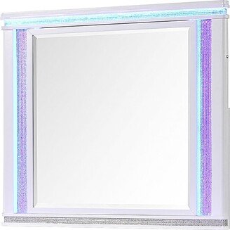 Galaxy Home Furnishing Opium Modern Style Mirror with Crystal Highlights and Bedazzling LED Frame - White