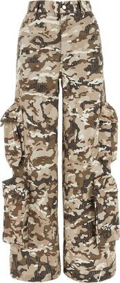 Camouflage-Pattern Drawstring-Cuff Cargo Pants