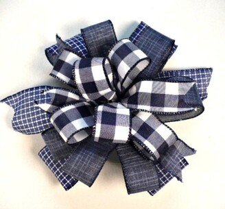 Blue White Tones Wreath Bow, Rwhite Blue Everyday Decorating Bow