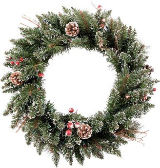 24 Snow Tipped Pine and Berry Artificial Christmas Wreath