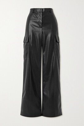 Vegetarian Leather Wide-leg Cargo Pants - Black