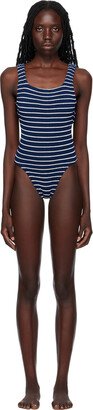 Navy Square Neck One-Piece Swimsuit