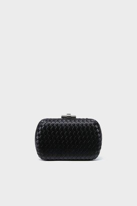 Black Evelyn Woven Clutch