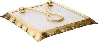 Square Marble Napkin Holder With Gold Rim