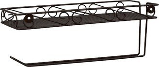 Scroll Collection Wall Mounted Paper Towel Holder with Basket, Bronze