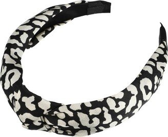 Unique Bargains Women's Leopard Pattern Knotted Headband 1 Pc Black