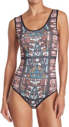 JUST ONE Printed Scoop Bodysuit-AA