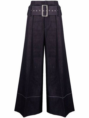 10 CORSO COMO High-Waist Belted Denim Trousers