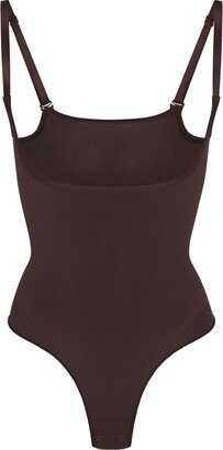 Seamless Sculpt Open Bust Thong Bodysuit | Espresso