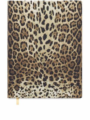 Large Leopard-Print Leather Blank Notebook