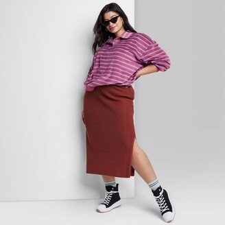 Women's Ascot + Hart Graphic Midi Knit Skirt - Brown