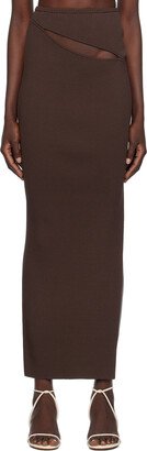 Brown Hip Slash Maxi Skirt-AA