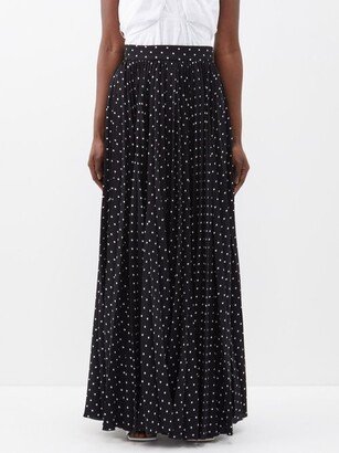 E.Stott Nola Pleated Polka-dot Chiffon Maxi Skirt-AA