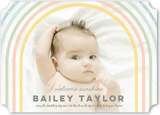 Birth Announcements: Over The Rainbow Birth Announcement, White, 5X7, Matte, Signature Smooth Cardstock, Ticket