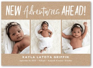 Birth Announcements: New Adventure Birth Announcement, Beige, 5X7, Luxe Double-Thick Cardstock, Square