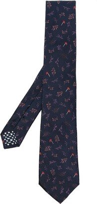 Plant-Embroidered Silk Tie