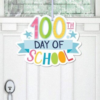 Big Dot Of Happiness Happy 100th Day of School - Hanging Porch Outdoor Front Door Decor - 1 Pc Sign