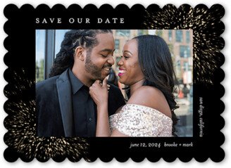 Save The Date Cards: Sparklers Save The Date, Black, 5X7, Matte, Signature Smooth Cardstock, Scallop