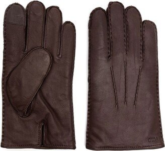 Logo-Debossed Leather Gloves-AA