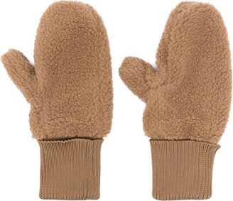 Logo-Appliqué Faux-Shearling Mittens