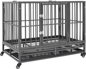 Dog Cage with Wheels Steel 36.2