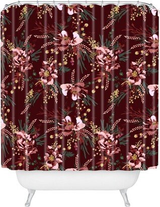 Wild Poppy Burgundy Shower Curtain Red