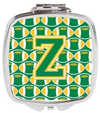 CJ1069-ZSCM Letter Z Football Green & Gold Compact Mirror