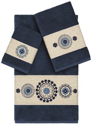 Isabelle 3-Piece Embellished Towel Set - Midnight Blue