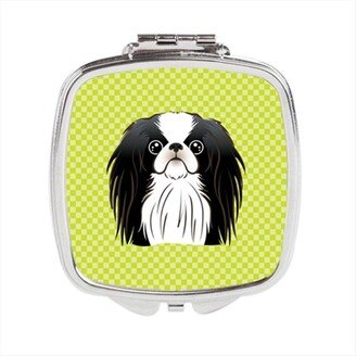 BB1292SCM Checkerboard Lime Green Japanese Chin Compact Mirror, 2.75 x 3 x .3 In.