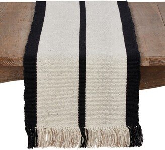 Saro Lifestyle Cotton Table Runner With Heavy Rug And Tassel Design, Multicolored, 16 x 72