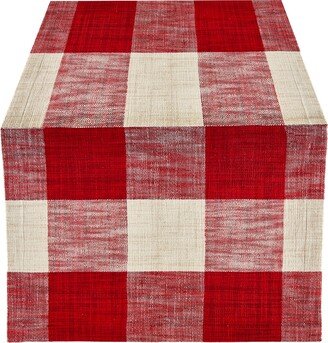 Tableau Monroe Check Cranberry Table Runner, 72