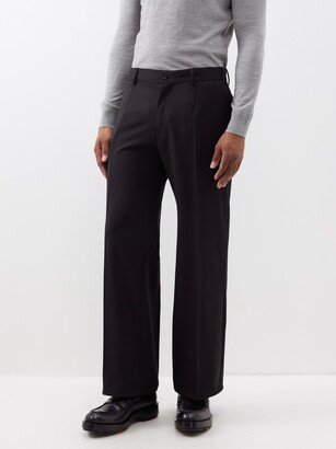 Flat-front Wool-blend Twill Wide-leg Trousers