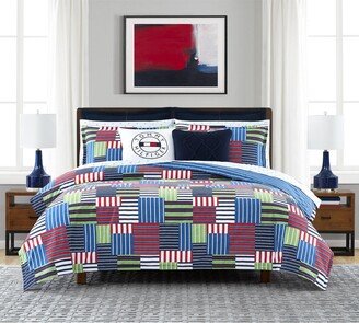 Preppy Patchwork Stripe Reversible 2 Piece Comforter Set, Twin