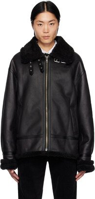 Dunst Black Loose-Fit Faux-Leather Jacket