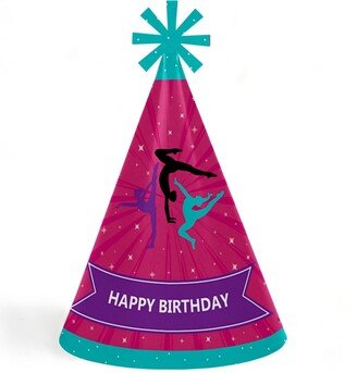 Big Dot Of Happiness Tumble, Flip & Twirl - Gymnastics - Cone Happy Birthday Party Hats - Set of 8