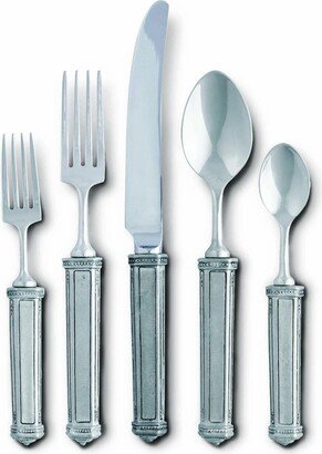 5 Piece Pewter Leaf Pattern Flatware Set Place Setting