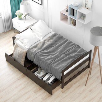 IGEMAN Twin Size Platform Bed Wooden Daybed with 2 Drawers, Easy Assembly