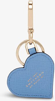 Nile Blue Panama Heart Crossgrain Leather Keyring